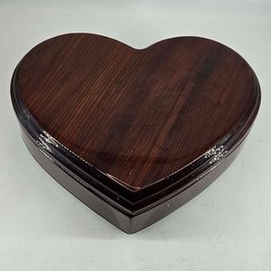 Vintage heart shaped wood wooden divided Jewelry Box Trinket storage Ashley